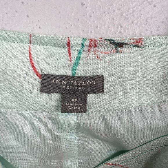 Ann Taylor Women's 100% Linen Blue Printed Sleeveless A Line Dress Size 4P - Picture 7 of 7